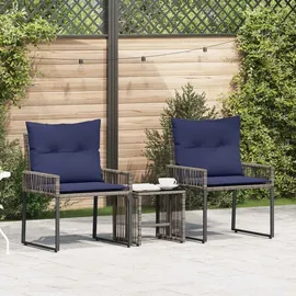 vidaXL Gartenlounge Set 7-tlg. Grau/Marineblau