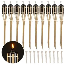 Relaxdays 10er Set, Bambus, Hellbraun,Schwarz