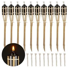 Relaxdays 10er Set, Bambus, Hellbraun,Schwarz
