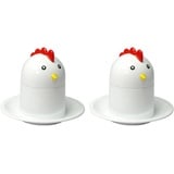 GSD HAUSHALTSGERÄTE Eierköpfer, (Set, 2-tlg), Kunststoff, Chicken-Design weiß