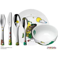 WMF Kinderbesteck JANOSCH Set 6 teilig mit Teller und Müslischale aus Porzellan