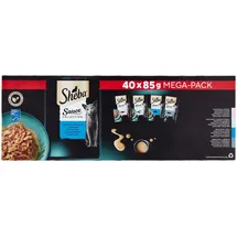 Sheba Sauce Collection Frischhaltebeutel, Nassfutter, für Katzen, 4 Sorten, 40 x 85 g