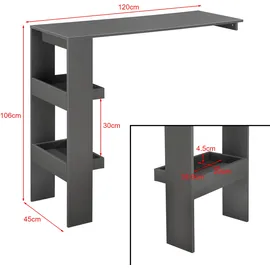 [en.casa] Bartisch Bromölla 120x45x106 cm Dunkelgrau