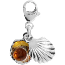 Ketten-Anhänger OSTSEE-SCHMUCK "Ostsee-Schmuck Charm-Einhänger Muschel Charm-Einhänger Muschel", weiß, Schmuckanhänger, Damen, 20 x 8mm, Silber 925 (Sterlingsilber), 1.3 g