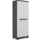 Keter Linear Kunststoffschrank, Hoch, Hellgrau/Schwarz/Blau, 68 X 39 X 173 Cm