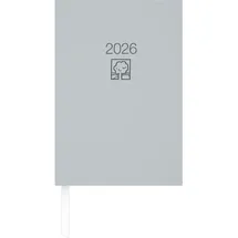 Zettler Buchkalender grau 2026 - Bürokalender 14,5x21 - 1T/1S - Blauer Engel - Kartoneinband - Halbstundeneinteilung 7-22 Uhr - 876-0703-1