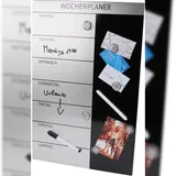 GENIE Wochenplaner Magnettafel 57x37cm + Zubehör Packung mit 5 Stück