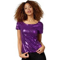 tectake® Pailletten-Kurzarm-Shirt