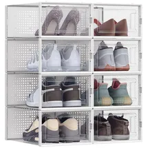 Songmics Schuhbox 31,2 x 22,5 x 13,5 cm 8-tlg. transparent/weiß