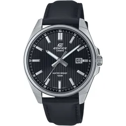 Quarzuhr CASIO EDIFICE, schwarz, Armbanduhren, Herren, Armbanduhr, Herrenuhr, analog, Datum, Lederarmband