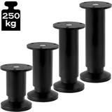 ID Dinkel Möbelfüße verstellbar Sofafuß Möbelbeine SCHWARZ MATT Höhe 12 cm 38 mm belastbar bis 250 KG Sofa