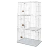 Iris Ohyama Iris Ohyama, Käfig, Laufstall, Gehege, Hundehütte mit 3 Türen und 3 Ebenen für Hund, Katze, L93 x T63 x H178 cm, Pec-903, Weiß