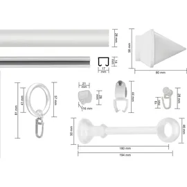 GARESA Gardinenstange GARESA "SEMARA", weiß, L:170cm Ø:28mm, Kunststoff, Stahl, Gardinenstangen, Vorhanggarnitur, Kunststoff, verlängerbar, mit Ringe/2 Lauf Gleiter