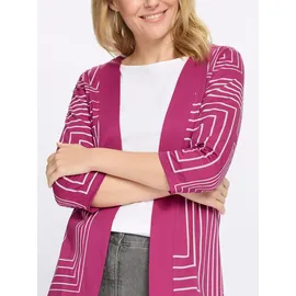 Classic Basics Shirtjacke in Magenta-Ecru-bedruckt 42