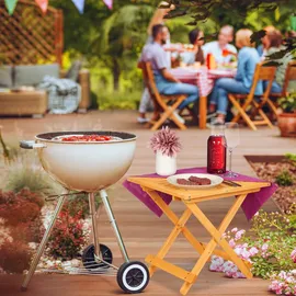 Relaxdays Klapptisch aus Holz, für Wohnzimmer, Balkon & Terrasse, tragbar, stabil, Beistelltisch HBT: 50x50x50 cm, Natur