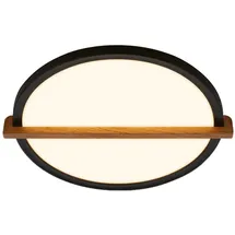 Briloner - LED Deckenlampe mit Holz, indirektes Licht, 3.000K warmweiß, Lampe, Deckenleuchte, Wohnzimmerlampe, LED Panel, Küchenlampe, Deckenbeleuchtung, 29 x 31,5 x 4 cm, Schwarz