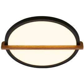 Briloner - LED Deckenlampe mit Holz, indirektes Licht, 3.000K warmweiß, Lampe, Deckenleuchte, Wohnzimmerlampe, LED Panel, Küchenlampe, Deckenbeleuchtung, 29 x 31,5 x 4 cm, Schwarz