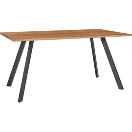 Andas Esstisch, Tischplatte aus massiver Eiche, FSC®- Massivholz, Gestell aus Metall