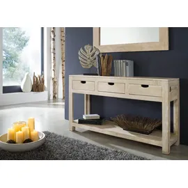 Massivmoebel24 NATURE WHITE Konsolentisch 140x40x78 beige