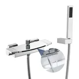 Duscharmatur Wasserfall Wasserhahn Bad Duscharmatur Mit Handbrause (badewannenarmatur Mit Regal Wannenarmatur) Armatur Duscharmatur Für Bad, Chorm,messing