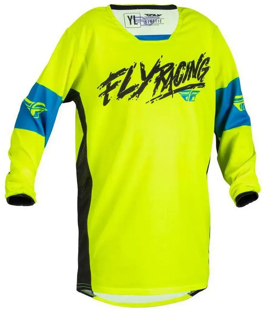Fly Racing 70202 Langarm-trikot - Khaos Black / Hi-Vision - 9-11 Jahre