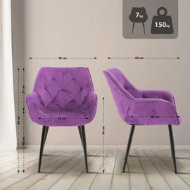 CLP Esszimmerstuhl Tanna Samt lila 2er Set