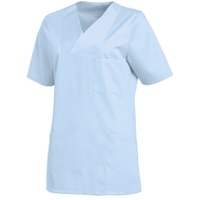 Leiber Damenkasack, kurzarm, leicht tailliert, hellblau, Kasack ideal für die Pflege und Medizin, Größe: L