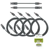 SOLARTRONICS Solarkabel Doppelpack 4x 3 Meter 4mm2 H1Z2Z2-K Schwarz & Schwarz Solarstecker beidseitig - Photovoltaik Verlängerungskabel Solarleitung 4qmm - UV-beständig - Made in Germany (4x 3m)