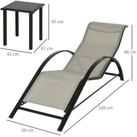 Outsunny Gartenliege 59 x 169 x 66 cm Grau/Schwarz