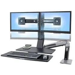ergotron Monitor-Maus-Tastatur-Halterung Work-Fit A Dual 24-316-026 schwarz, silber für 2 Monitore, 1 Tastatur, 1 Maus, Tischklemme