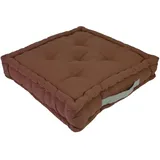 Alphadeco Sitzkissen Uni aus 100% Baumwolle (170g/m2) - 45x45x10cm - Bodenkissen, Stuhlkissen, Sitzerhöhung (Deep Taupe/Braun)