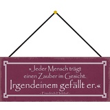 Schatzmix Spruch Jeder Mensch trägt einen Zauber Wanddeko 27x10 cm mit Kordel Blechschild, Blech, Mehrfarbig