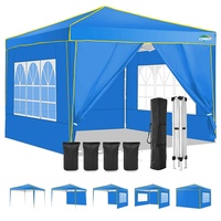 COBIZI Pavillon 3x3m | Wasserdicht | mit Seitenwand | Pop-Up Klicksystem | UV-Schutz 50+ | Faltpavillon | Gartenzelt | Partyzelt | Metall-Verstrebungen | Stabil | Strand Hochzeit Camping