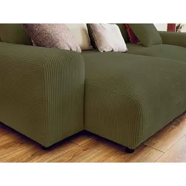 lisa design Garance, Ecksofa beidseitig montierbar - 4-Sitzer, aus Cord , Grün - Grün