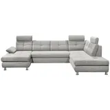Froschkönig24 Mid.you Wohnlandschaft Silber, Ottomane rechts, U-Form 349x233 cm , Wohnzimmer, Sofas & Couches, Wohnlandschaften, Wohnlandschaften in U-Form