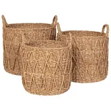 VCM Aufbewahrungskorb Set Krabi 3er natur 36 x 36 x 20 cm braun