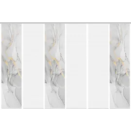 VISION S Schiebegardine VISION S "MARMOSA 6er SET" Gr. 1, grau (goldfarben, grau), B:60cm H:260cm, Polyester, Gardinen, Bambus-Optik, Digital bedruckt