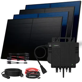 sunniva Balkonkraftwerk Full Black Bifazial 2000 W inkl. GROWATT 800 W Wechselrichter + 4 x 500 W Solarmodule