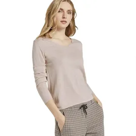 Tom Tailor Basic Pullover Mit V-ausschnitt Desert Sand Melange L