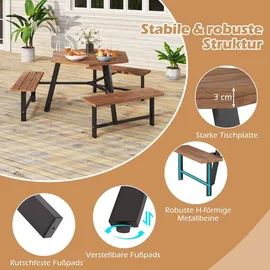 Costway Picknicktisch Set 4-tlg. Braun/Schwarz