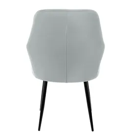 ECD Germany 2er Set Grau | Samtbezug, Armlehnen, Metallbeine, ergonomische Esszimmer- & Küchenstühle