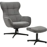 INOSIGN Drehsessel »DEGAN Ohrensessel mit Hocker im Set«, Relaxsessel mit 360-Grad-Drehfunktion u. Hocker, Webstoff
