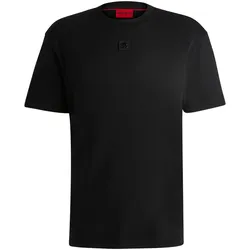 HUGO Herren T-Shirt - Dalile, Rundhals, Interlock, Baumwolle, Stack-Logo, uni Schwarz M