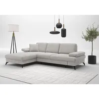Ecksofa SIT & MORE "Morris L-Form", grau (hellgrau), B:247cm H:83cm T:171cm, 95% Polyester, 5% Polyamid, Sofas, Ecksofa, mit Bettfunktion, bzw. XXL-Sitzfläche, Armteilverstellung & Zierkissen, Topseller