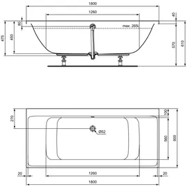 Ideal Standard Connect Air Duo Badewanne 80 x 180 cm (E106701)