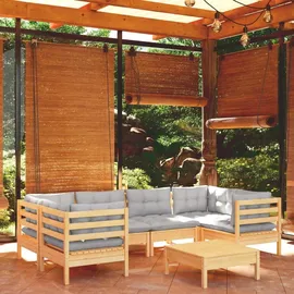 vidaXL Garten-Lounge-Set 7-tlg. grau