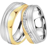 Trauring »Schmuck Geschenk Edelstahl Trauring Ehering Partnerring LIEBE«, wahlweise mit oder ohne Zirkonia, 20321262-60 edelstahlfarben-gelbgoldfarben + kristallweiß mit Zirkonia