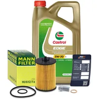 1x Ölwechsel Set - MANN-FILTER ÖLFILTER + 5 L CASTROL EDGE TITANIUM FST 5W-30 LL