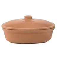 Römertopf Keramik Brottopf aus Ton, ideal für die Aufbewahrung von Brot und Gebäck 30x21cm