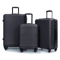 Ulife Trolleyset Kofferset-Reisekoffer, ABS-Material, 4 Rollen, (Set, 3 tlg., Hartschalen-Trolley Set), mit TSA Zollschloss schwarz